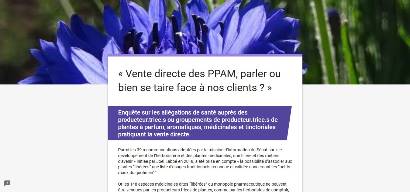 Enquête vente directe des PPAM