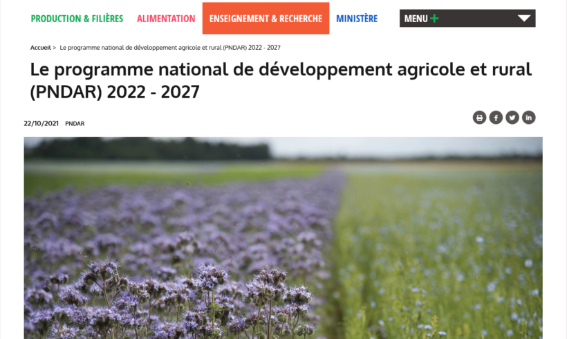 Présentation du Programme National de développement agricole et rural 2022-2027