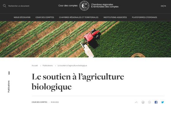 (Français) Propositions de la Cour des comptes sur le soutien à l’agriculture bio