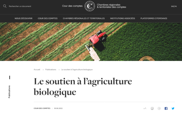 Propositions de la Cour des comptes sur le soutien à l’agriculture bio