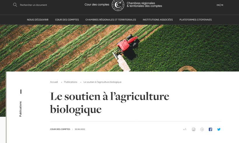 Propositions de la Cour des comptes sur le soutien à l’agriculture bio