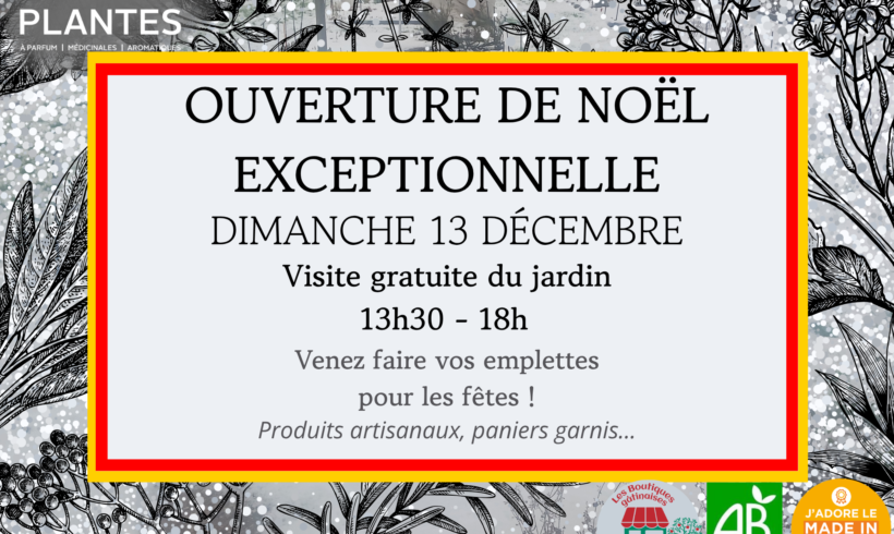 (Français) Ouverture de Noël : visite gratuite du jardin, vin chaud et emplettes responsables (Français) Ouverture de Noël : visite gratuite du jardin, vin chaud et emplettes responsables